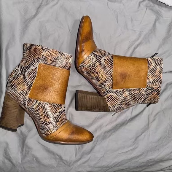 Freebird by Steven Tan and Brown Snakeskin Heeled Boots - Picture 2 of 5